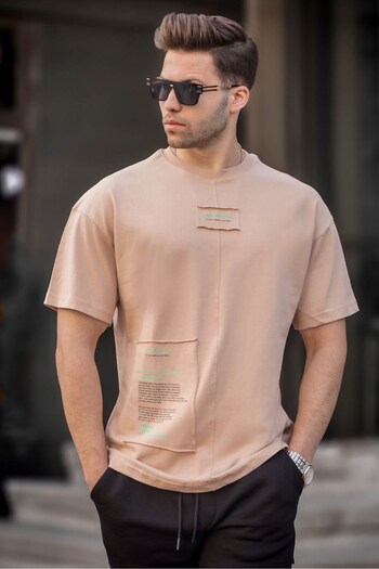 Madmext Ανδρικό μπλουζάκι Mink Patched Cotton 6068