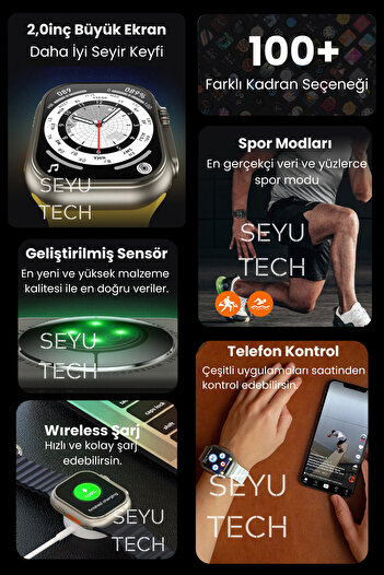 SEYUTECH HX DUO SUİT SET Akıllı Saat 7 Kordon ve Bluetooth Kulaklık + Silikon Kasa Koruyucu Hediyeli