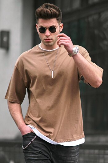 Madmext Ανδρικό μπλουζάκι Oversize καφέ 4978