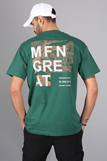 Madmext Men's Khaki Back Detailed T-Shirt 5365