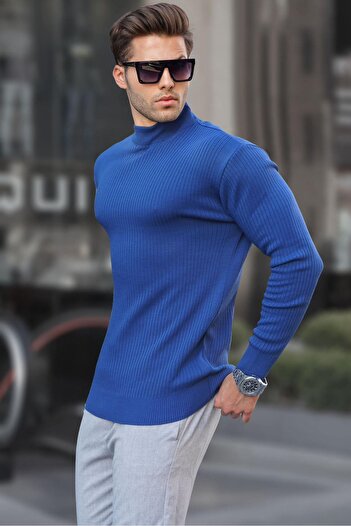 Madmext Indigo Turtleneck Men's Knitwear Sweater 6822