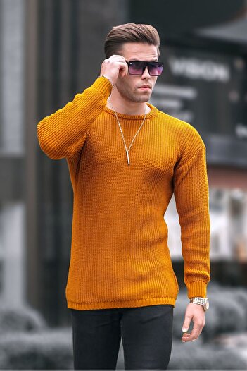 Madmext Mustard Basic Knitwear Men's Sweater 5990