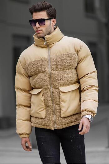 Madmext Мъжко пухено яке Camel Stand Collar 6860