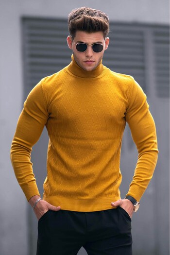 Madmext Mustard Turtleneck Sweater 4658