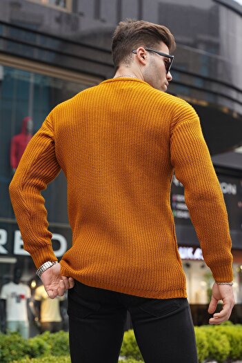 Madmext Mustard Basic Knitwear Men's Sweater 5990