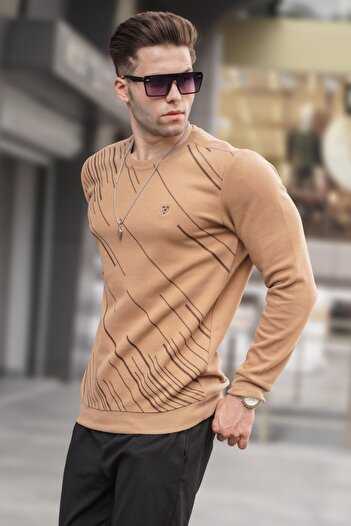 Madmext Biscuit Patterned Crew Neck Knitwear Sweater 5963
