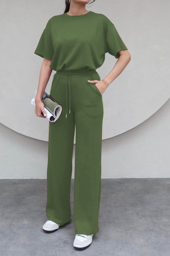ruNadeS Women's Trend Short Sleeve Palazzo Summer Suit