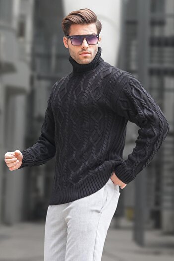 Madmext Black Turtleneck Men's Knitwear Sweater 6854