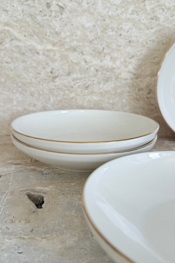 porselenden Set Farfurie Modern Gold Cream 4 Pers 19 Cm Porțelan Pit