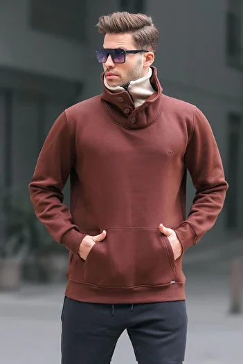 Madmext Ανδρικό φούτερ με λεπτομέρειες Bitter Brown Collar 4411