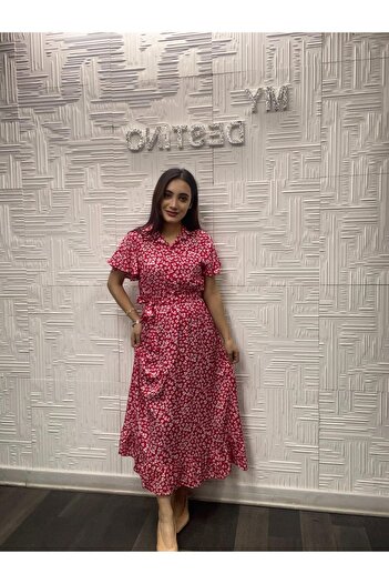 My Destino Short Sleeve Floral Patterned Viscose Dress
