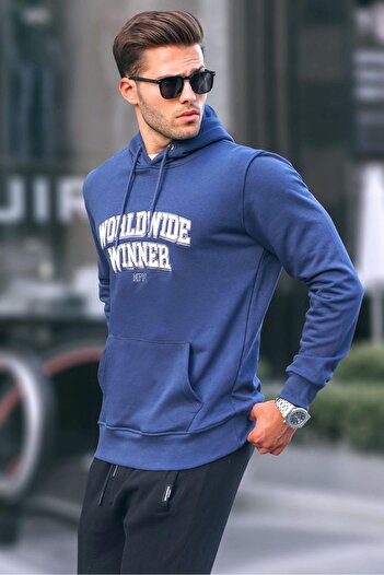 Madmext Φούτερ με κουκούλα Navy Blue 6149