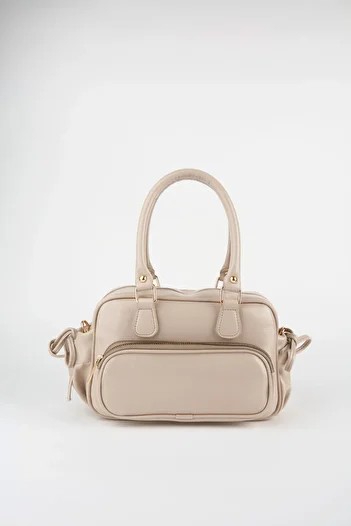 Vivaq Women's Mila Mink Wrinkled Shiny Faux Leather Zipper Closure Strap Handbag and Shoulder Bag