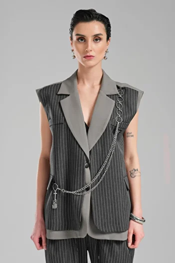 tw3 Women's Chain Detailed Design Vest
