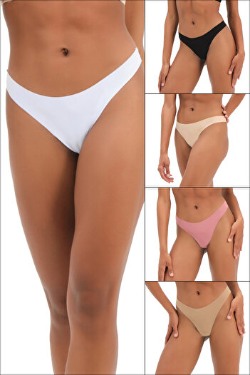 Steve Wolls Women's Colorful 5-Piece Laser Cut Thong - 9504