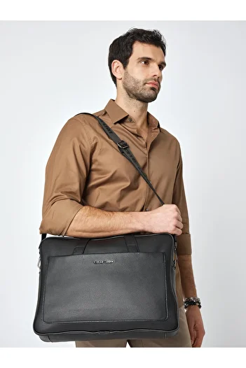 Pierre Cardin 01 قطعة 002020 -حقيبة حزام الكمبيوتر المحمول المفكرة السوداء
