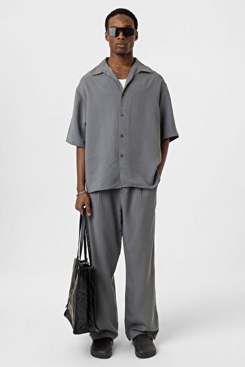 VAMOSCLO Oversize Lyocell Fabric Shirt Gray