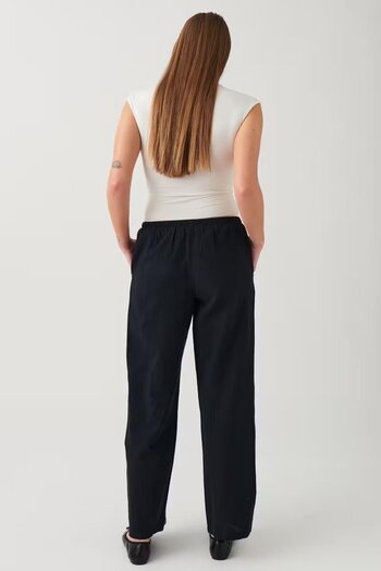 Madmext Black Elastic Waisted Loose Cut Trousers MG2020