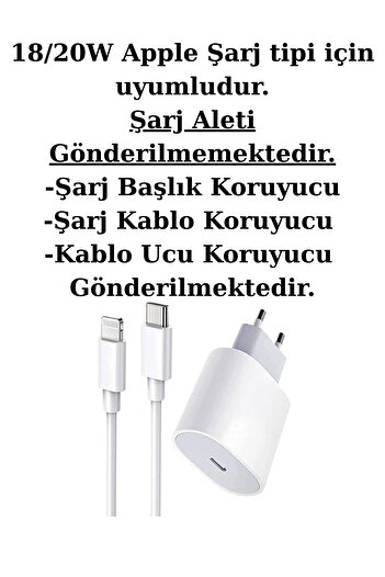 POWELL 18/20w adaptör ve kablo için boncuklu taşlı kabartmalı kelebek şarj aleti kılıfı set