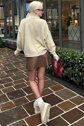Madmext Mad Girls Beige Rollkragenpullover Mg1252