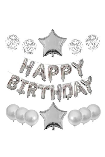 OEM Set of 25 Metallic Foil and Latex Balloons 2 Stars, 4 Confetti Balloons, 13 Letters, 6