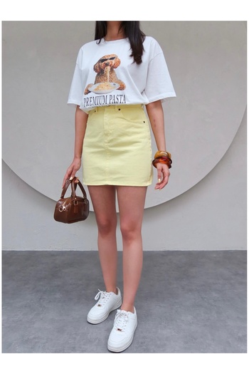 ESRAHELVACI Yellow Mini Denim Skirt