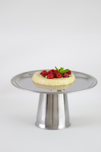 Beige & Stone High Footed 18 cm Steel Round Plate Stand