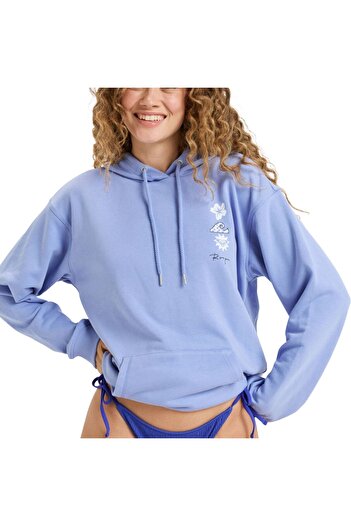 Roxy Surf Stoked Hoodie Terry Art Women's Blue Sweatshirt Women's Sweatshirt Erjft04952