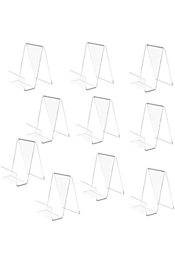 Generic Set of 10 Clear Acrylic Book Stands – Transparent Display Holders for Books, Menus, and Magazines