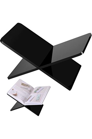 Generic Set of 2 Black Opaque Acrylic Book Holders – Large Open Display Stands for Cookbooks and Art Books