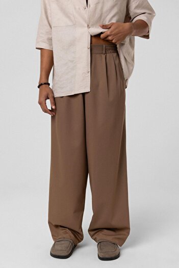 VAMOSCLO Baggy Fit Kumaş Pantolon Vizon
