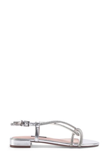 Nine West Γυναικεία φλατ σανδάλια Nayeme 3fx Silver