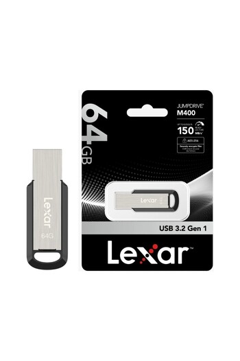 Lexar ذاكرة فلاش USB سعة 64 جيجابايت بسرعة 150 ميجابايت/ثانية 3.2 Gen1 بسرعة 150 ميجابايت/ثانية معدنية M400