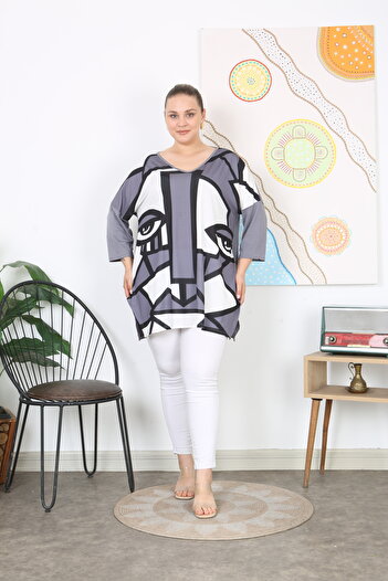 XL Modam Women's Digital Printed Truvacar Sleeve Large Size Tunic