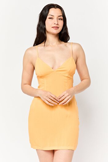 Cropp Women Plain Mini Dress, Orange