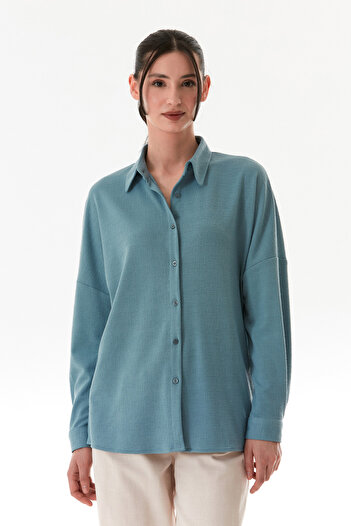 Fulla Moda Basic Jakarlı Oversize Gömlek