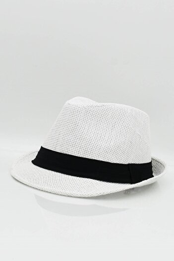 Külah Men's Fedora Straw Hat Summer Hat - White