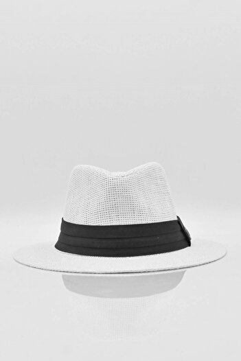 Külah Men's Straw Beach Hat Summer Sombrero - White