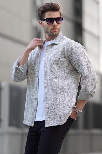 Madmext Gray Patterned Regular Fit Men's Shirt 6717