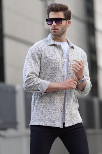Madmext Gray Patterned Regular Fit Men's Shirt 6717