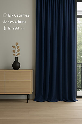 Monami Lüks Lacivert Elegance Işık Geçirmez Karartma Perde