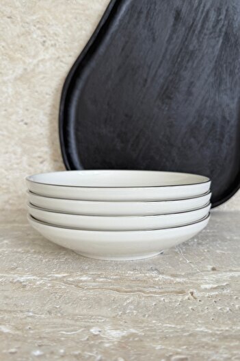 porselenden Modern Silver Cream 4-Person 19 cm Porcelain Pit Dinner Plate Set
