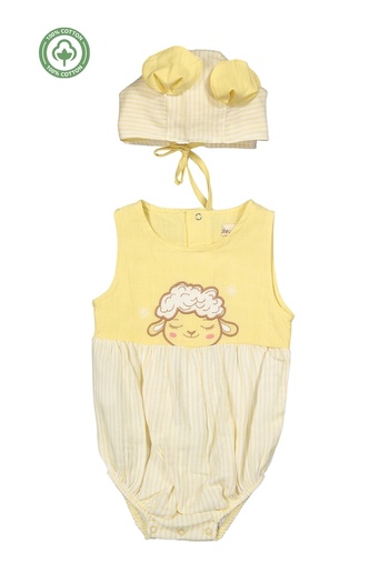 Divonette Baby Girl Cotton Muslin Jumpsuit with Snap Fasteners - Baby Clothing