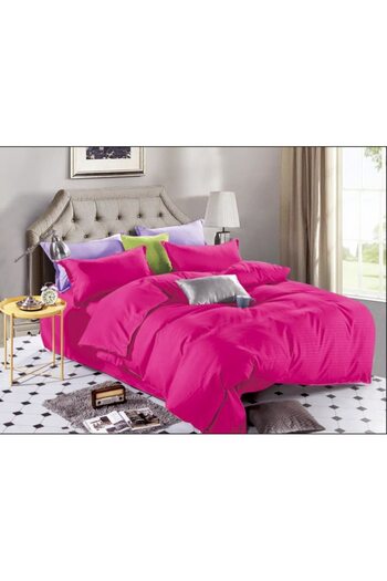 OEM Bed linen, Damask, 4 pieces, Cotton, Cyclamen