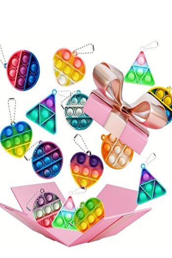 Hyd 3Pcs Educational Toy Popit Keychain Fidget Keyring Set Transcript Gift Birthday Party Product