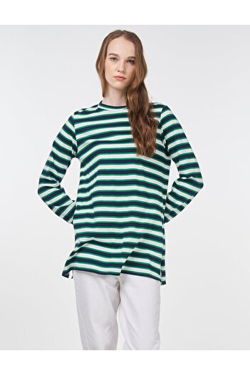 Kayra Φούτερ με μοτίβο ρίγες Navy Blue-Green