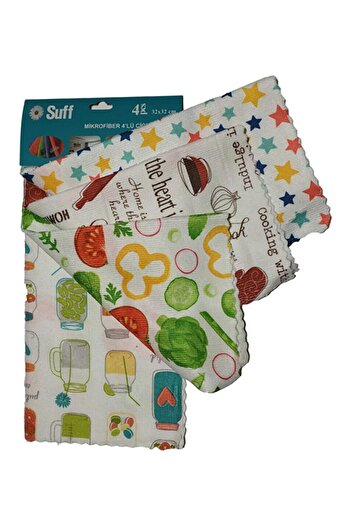 Suff 4-Piece Flower Basket Microfiber Cleaning Cloth (32*32 cm)