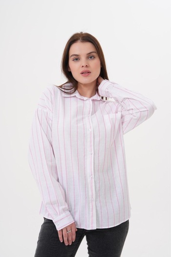Makarina Women's Striped Front Buttoned Shirt