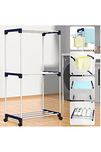 Herum Clothes, towel and shoe drying rack, 3 levels, Grey/White, 51 x 29.5 x 109 cm