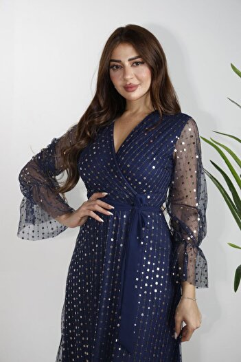Bor Elegant navy blue evening dress